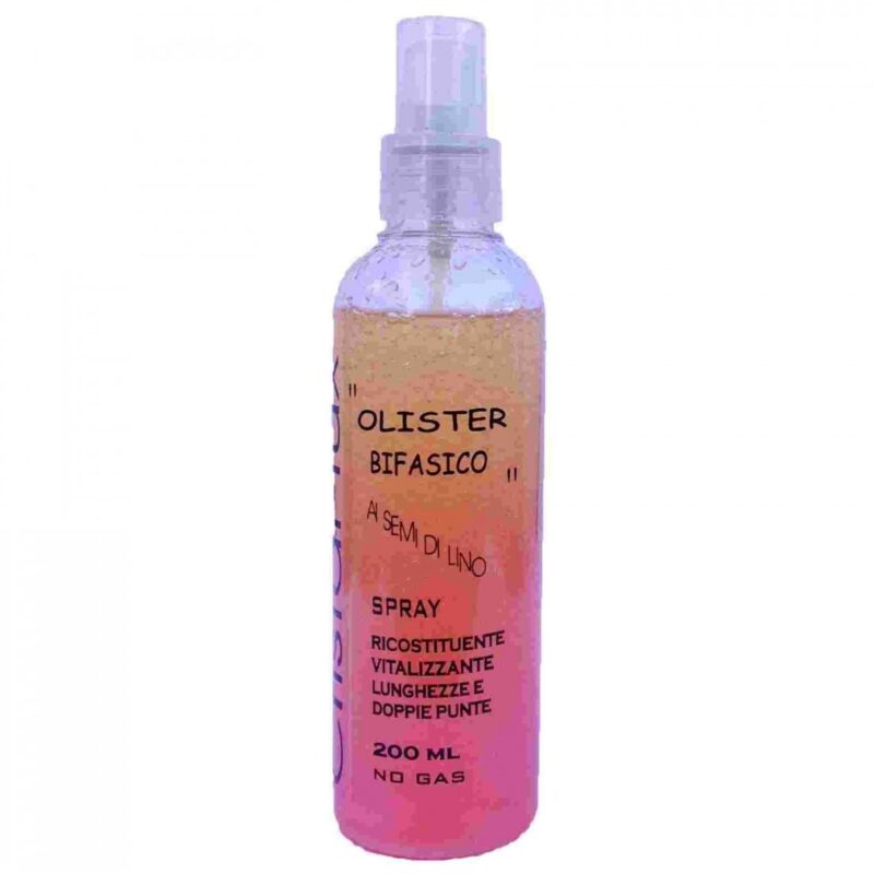 Olio Bifasico Per Capelli Professionale Spray Ai Semi di Lino Ricostituente Vitalizzante 200Ml No Gas